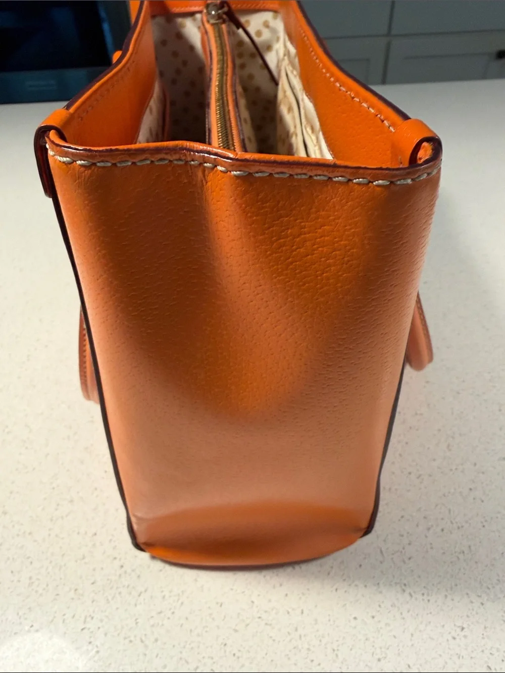 kate spade Orange Pebbled Leather Double-Handle Shoulder Bag